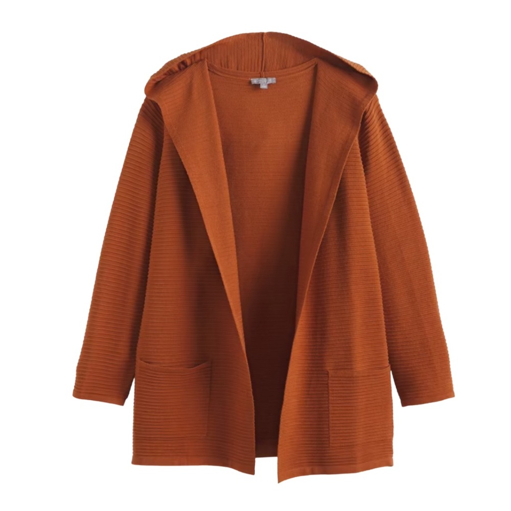 Cozy Orange Hooded Cardigan